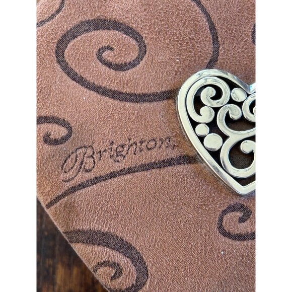 Brighton Brown Suede Heart Shaped Jewelry Box With Swirl Pattern & Metal Accent - Picture 6 of 11